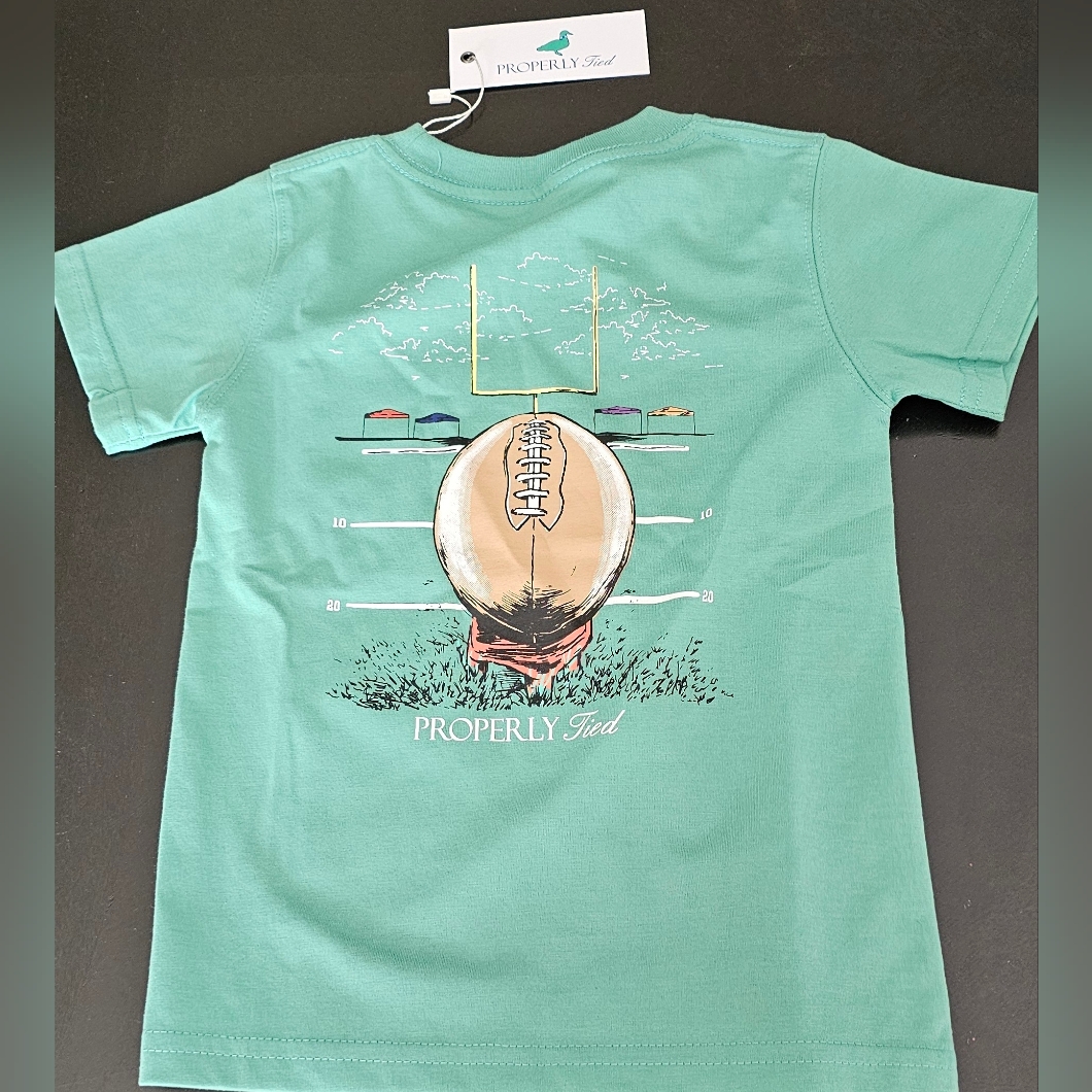 Properly Tied Kids' Teal Football Tee
